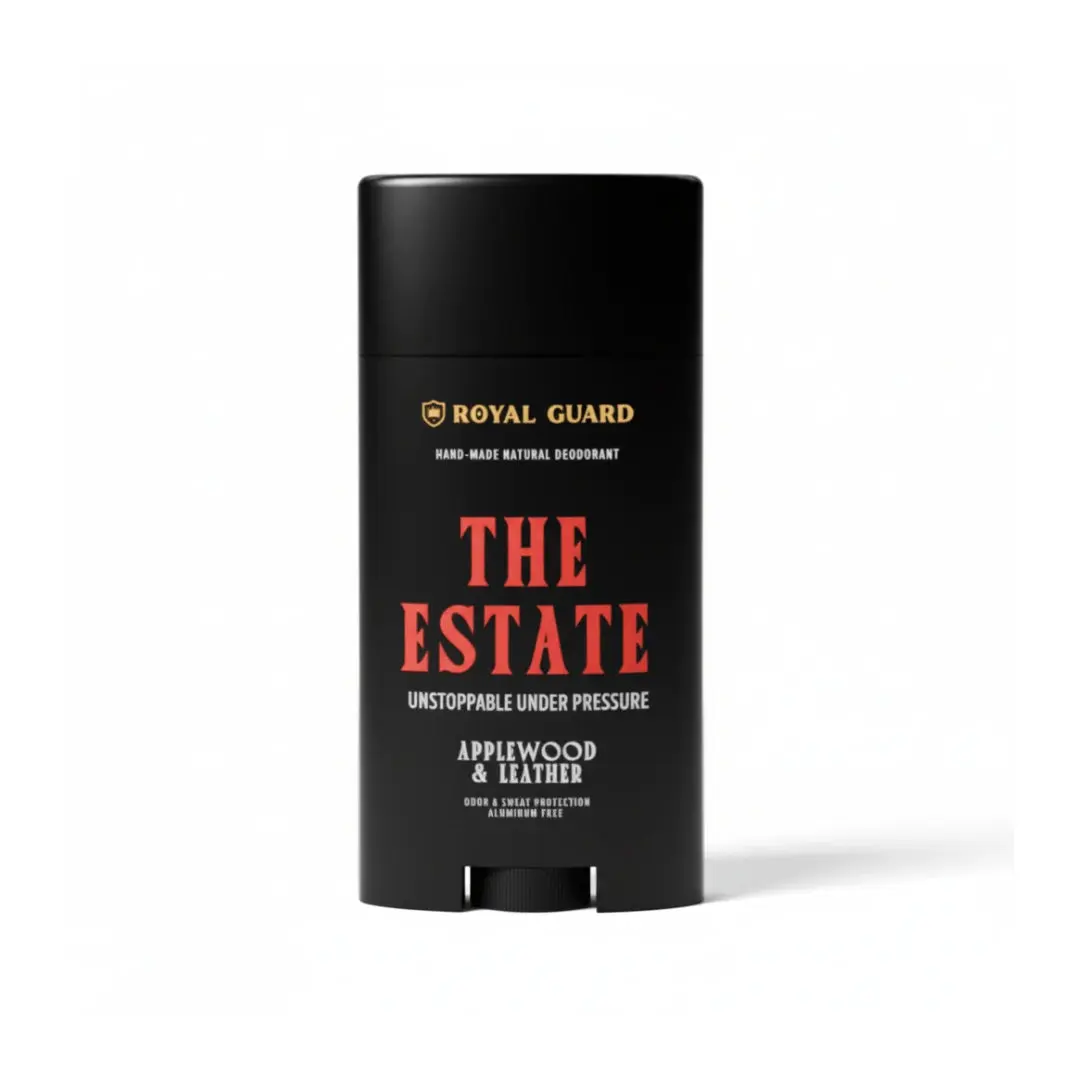 Royal Guard Natural Deodorant for Men - The Estate - Aluminum Free, Organic, Vegan, Chemical-Free, Non-Toxic, Hypoallergenic - Applewood & Leather Scent