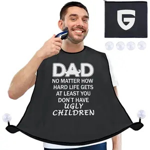 Dad Gifts from Daughter Son Beard Bib, Funny Stocking Stuffers Christmas Gifts for Dad Men, Fathers Day Birthday Gifts, Beard Cape Hair Catcher for Shaving Trimming with 4 Suction Cups(Dad)