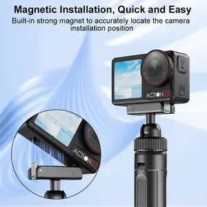 Desiontal Vt09 Sports Camera Tripod Adjustable Selfie Stick Tripod with Base, Compatible with Action 3/4/5 Pro, One-Piece Design