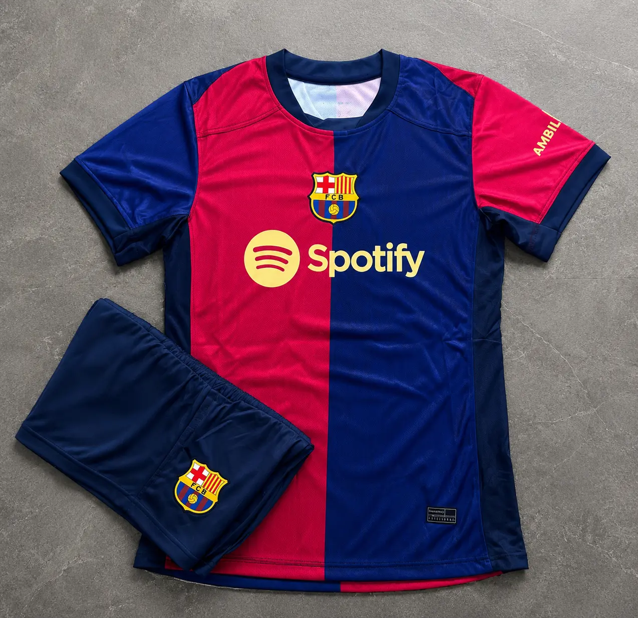 BUY 1 GET 1 FREE SHORTS - Men Women Blue Red Half Block Soccer Jersey Shorts Set Breathable Football Uniform, Blue Red Color Block Athletic Soccer Jersey Shorts Set Short Sleeve Sports Training Kit Unisex