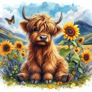 Highland Cow Pattern DIY Diamond Arts Colorful Painting Kit without Frame, DIY 5D Diamond Arts Colorful Painting Kit, Wall Art Decor for Home, Diamond Painting Kits