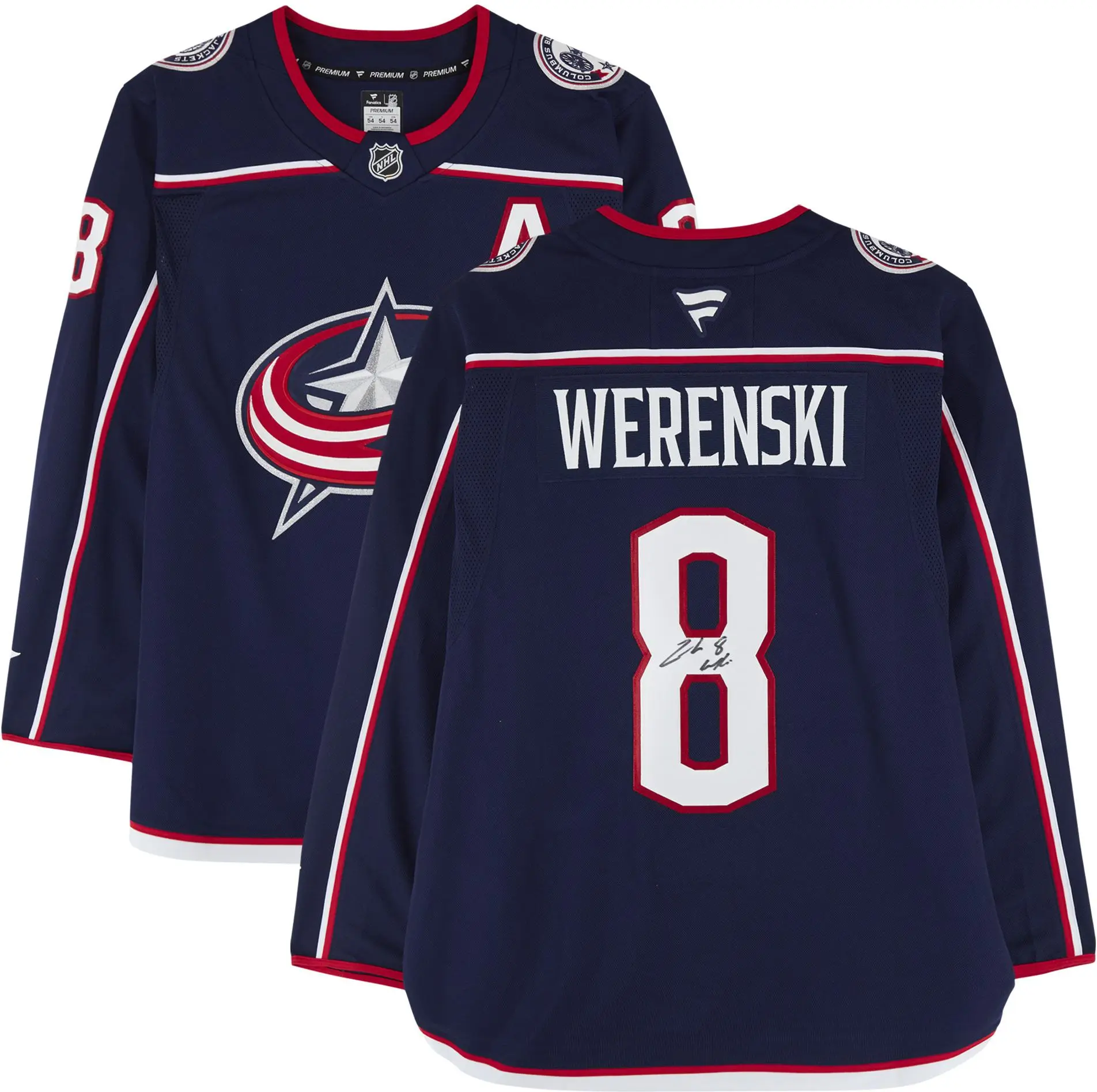 Zach Werenski Columbus Blue Jackets Autographed Navy Fanatics Premium Jersey - Fanatics Authentic Certified