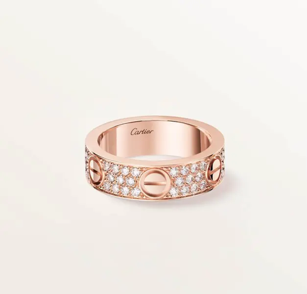 Pre-owned Cartier LOVE Classic Paved Rose Gold Ring