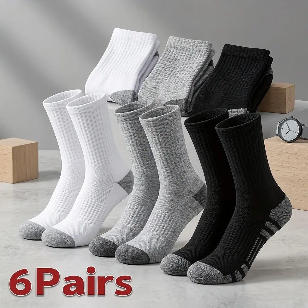 6 Pairs Anti-Odor Athletic Socks US 6-10 |   Cool Comfort Breathable Running Socks, Anti-Blister Lightweight Sport Crew Socks for Men Women