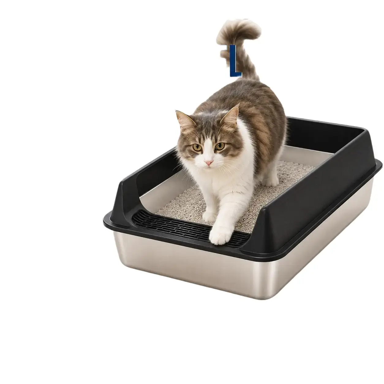 XL Large Metal Cat Litter Tray - High Sided, Anti-Leakage, Odor Control, Non-Sticky, Easy to Clean, Top Entry Dual Side Pet Toilet Furniture