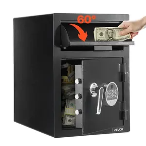 【DealsForYouDays】 VEVOR 1.2 Cubic Feet Drop Safe, Large Capacity Front Drop Slot Safe Box with Digital Keypad, Heavy Duty 2 Tiers Cash Depository Box with Spare Keys for Cash, Bank Slip, Jewelry, Document, Bill, Blackdealsforyoudays
