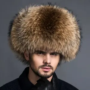 [Faux Fur Ushanka Hat] Brown Faux Fur Adjustable Ushanka Hat - Men's Trapper Hat for Winter - Cold Weather Hunting Hat