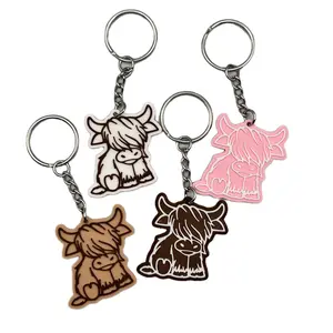 3D Printed Highland Cow Keychain - Lightweight & Durable, Available in Various Color Options, Includes Metal Ring for Easy Attachment