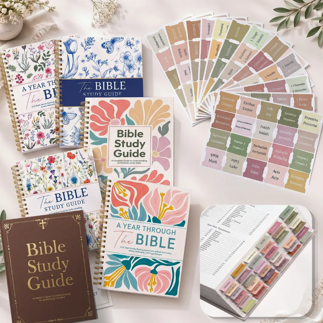 Bible Study Guide For Women with 75 Bible Tabs, Study All 66 Books of the Bible with Reflection Notes, Bible Study Journal & Prayer Journal, Large Print Lay-Flat Hardcover Christian Workbook, 52-Week Scripture Notebook & Devotional Journal