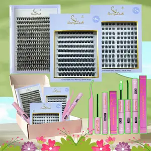 Mixed Length Individual False Eyelashes with Glue & Glue Remover & Tweezers, 3 Boxes Natural Look Eyelash Extensions, Self Grafting Eye Makeup Enhancement Tool, DIY Eyelash Extensions, Cosmetic