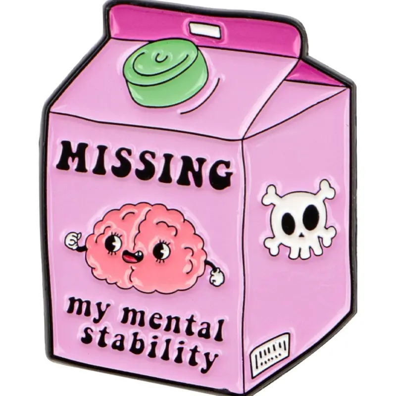 Creative English Unique Metal Badge, Cartoon Brain Design Fashion Accessory, Perfect Gift and Collectible Item, All Seasons Style, Blind Pack, Cute Collectible, Blind Bag Collectible