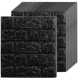 New 20PCS 3D Wall Panels - Easy Peel and Stick, Durable XPE Foam, Realistic 3D Design, Faux Brick Wall Effect - Sleek Black Color, Suitable for Bedroom, Stairs, Kitchen Deco
