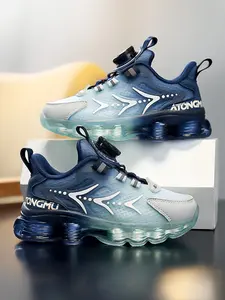 Spring Fall Casual Athletic Sports Shoes, Adjustable Rotating Buckle, Classic Colorblock, School Student Sneakers, Textile Upper, Footwear, Trainer Sneakers