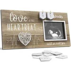 Baby Sonogram Picture Frame with Countdown Weeks, Standard 4"x3" Ultrasound Photo, Great for Pregnancy Announcement, Gender Reveal, Baby Shower, Keepsake Gift for New Mom Expecting Parents