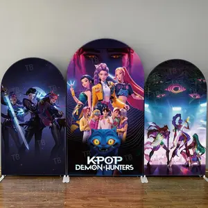 Dark Fantasy Anime Demon Hunter Arch Backdrop Cover Set for Gaming Party