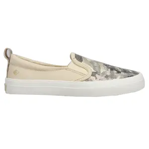 Sperry Womens Crest Twin Gore Camo Slip On Sneakers Shoes Casual - Off White