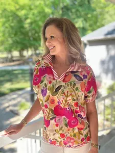 Morning Blooms Fuchsia Top