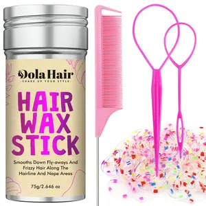 Dolahair Hair Wax Stick - Flyaway Control for Kids Women and Men Hair Ties Hair Accessories for Girls Colorful Baby Elatic Hair Bands with Hair Loop Styling Tool