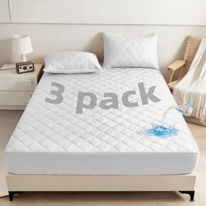 Waterproof Mattress Protector Set Soft Noiseless Deep Pocket 16 Inch Bed Sheets with 2 illowcases Breathable Fitted Sheet for Kids Pets and Everyday Protection