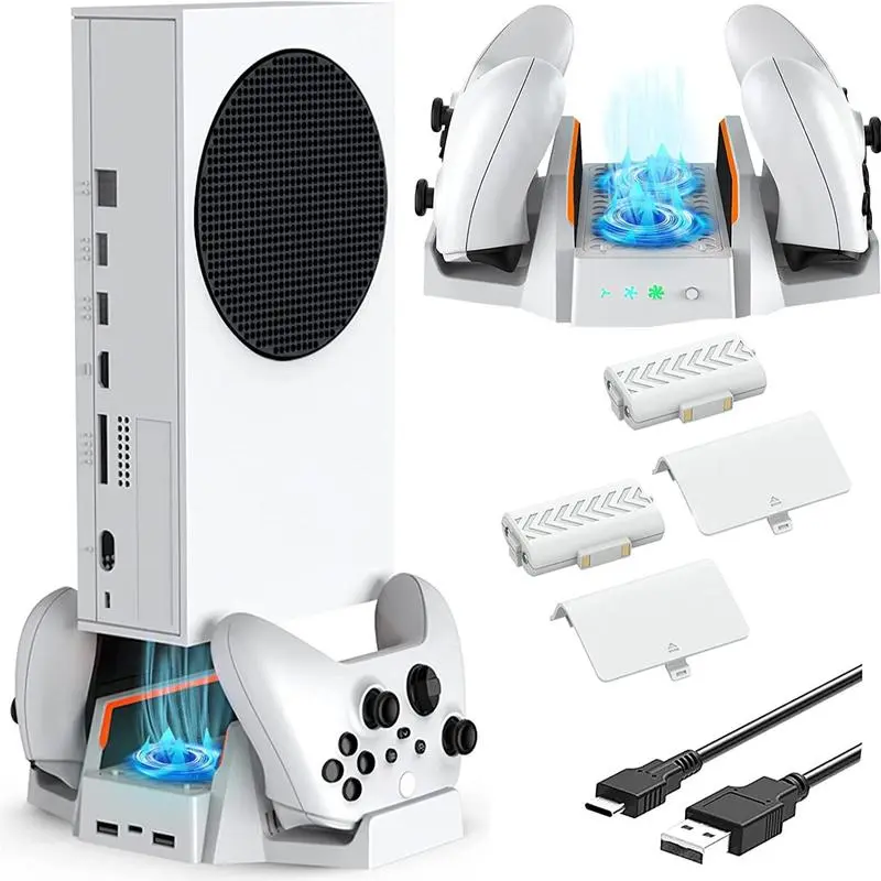 Cooling Stand with Dual Cooling Fan for Xbox Series S, Dual Controller Charging Rack with LED Indicator, 3 Gears Adjustable Speed Low Noise Console Accessories, Gaming Products, Gifts for Boyfriend, Gadgets for Men DOBE FOMIS