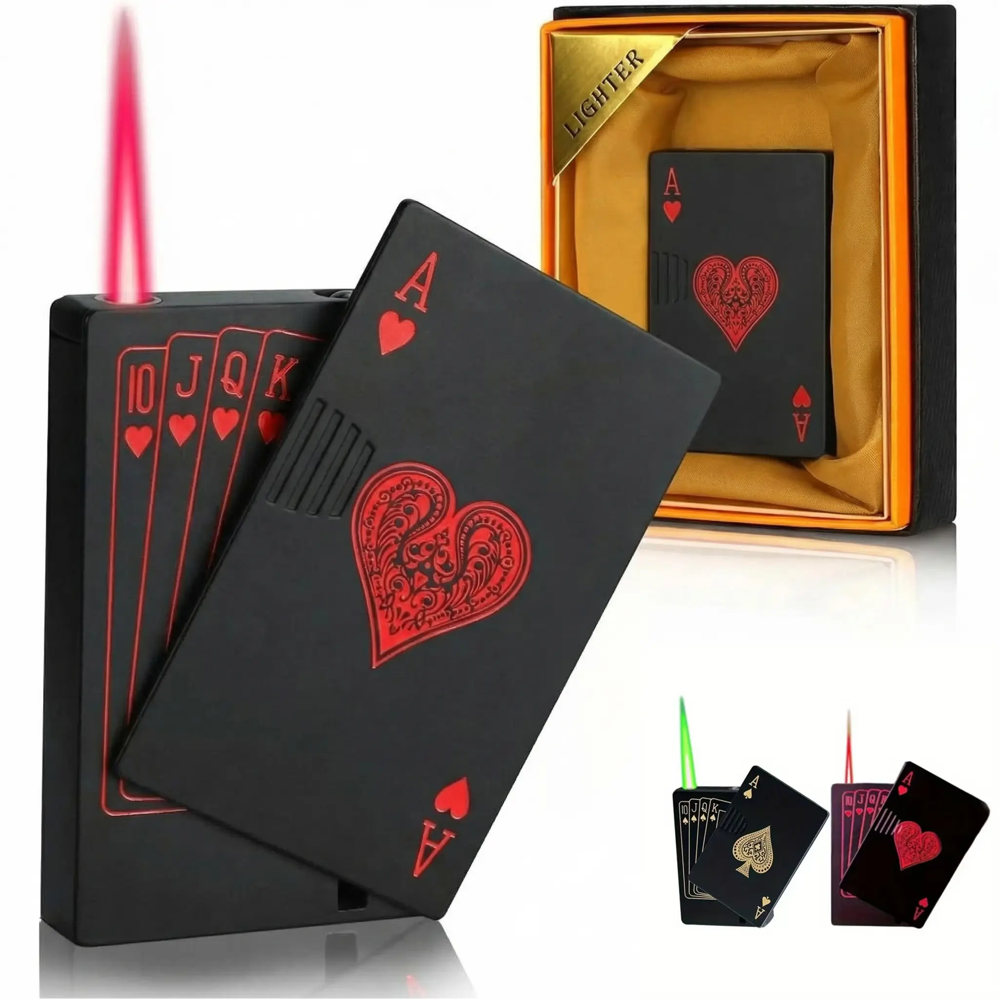 Windproof Multi-Function Poker Lighter-Butane Lighter, Cool Lighter, Windproof Love Unique Design, Alloy Material, Suitable For Outdoor, Indoor, BBQ, Candle, Unisex Gift (Must add butane gas to ignite) (Butane gas is not included in th