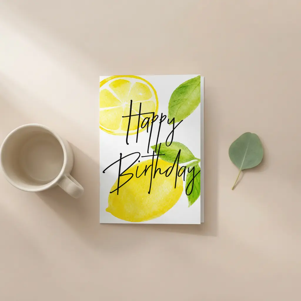 Aesthetic Watercolor Floral Birthday Card | Elegant Botanical & Fruit Greeting Cards with Envelope
