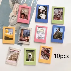 10 Pack Magnetic Photo Frames for Instax Film, Retro Vertical 3-Inch Fridge Magnets, Painted Edges, Instant Pictures Display, Office Decor Gifts