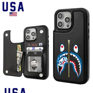 Shark Mouth Aesthetic Design  Pattern Casing For iphone 16 15 14 13 12 Plus ProMax Flaunt Mobile Phone Case TPU pu Leather Card Holder Drop Protection Shockproof Protector Vintage unique Fashion Trend Anti-scratch Stylish soft drink cover