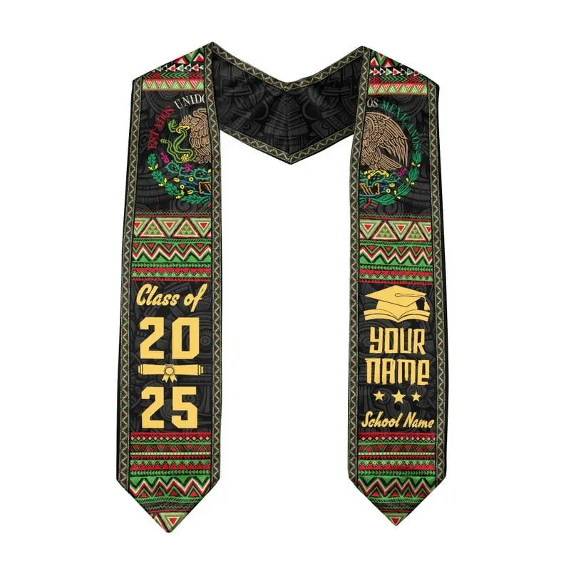 Personalized Mexican Graduation Stole 2025, Mexican American Flag Graduation Sash 2025, Custom Mexican Stole, Mexico Graduation Sash