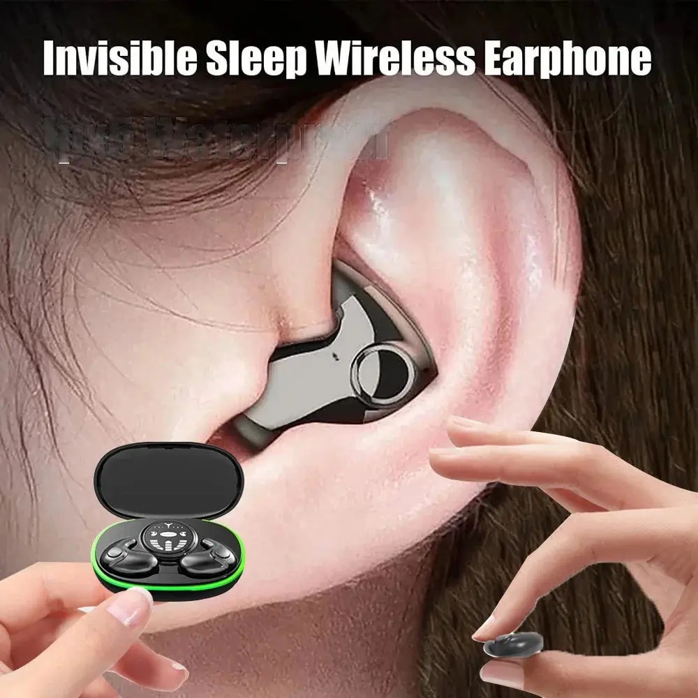 MSHUKCOE Invisible Sleep Wireless Earphone Bluetooth 5.3 Headset for Side Sleepers with 24h Playtime & Type-C Charging Port Dustproof & Waterproof Audio Earbuds