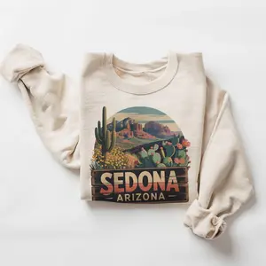 Retro Sedona Arizona Southwest Desert Sweatshirt - 90s Vintage Red Rock Cliffs Cactus Travel Destination - Boho Unisex #DICH