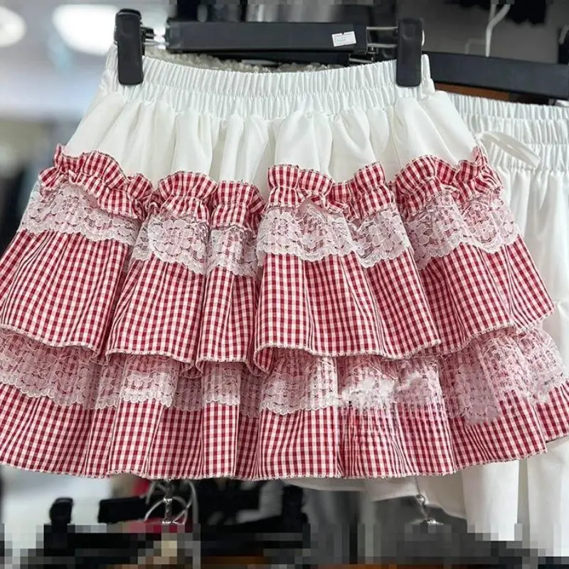 Elastic waist Harajuku short skirt women's Chick pleated subculture skirt design retro cake skirt LolitaGift Elastic waist Harajuku short skirt women's Chick pleated subculture skirt design retro cake skirt LolitaGift