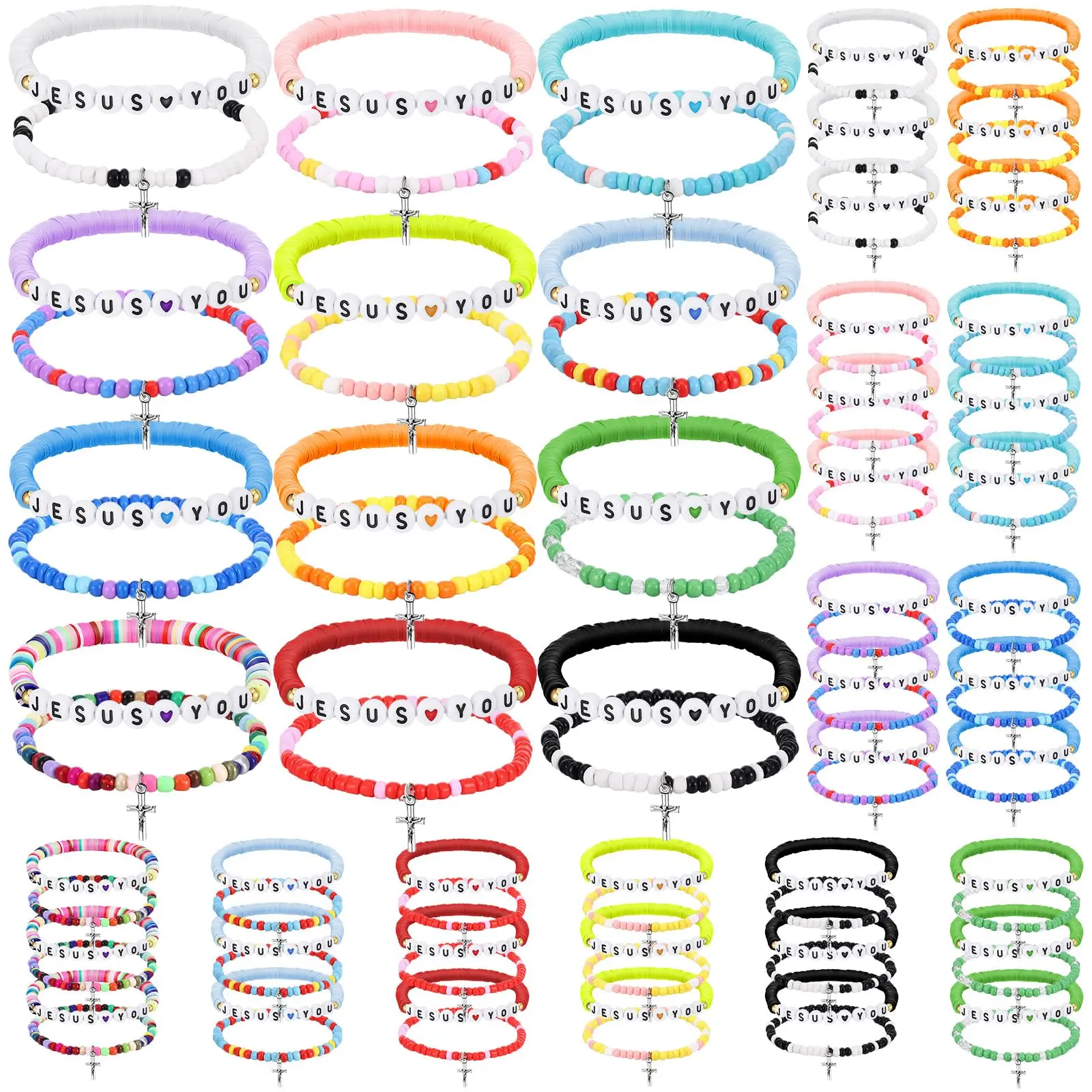 72pcs Thin Jesus&cross2 bracelet