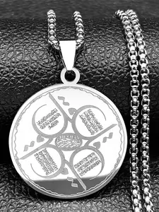 Islam Quran Allah God Arabic Medal Pendant Necklace for Women Men Stainless Steel Gold Color Ramadan Eid Gift Amulet