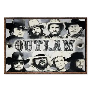Vintage Outlaw Country Poster, Black and White Music Art Print, Classic Music Wall Decor, Gift for Fans, Music Lover Poster Print