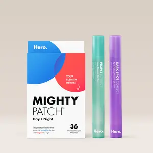 Hero Mighty Patch Day & Night Pimple Patch Duo, Pimple Correct Pen, Dark Spot Correct Pen Bundle