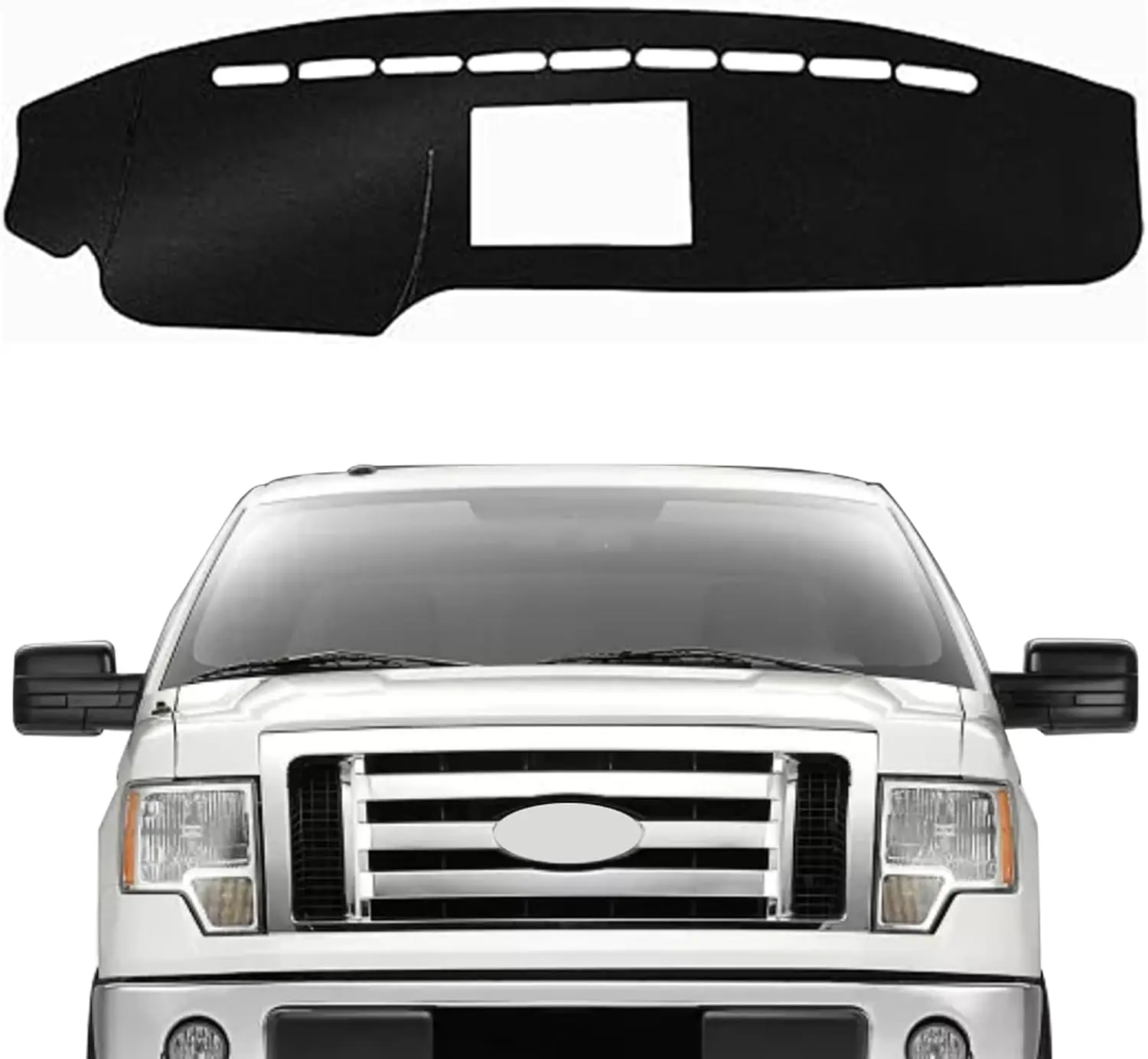 Dash Cover for 2009-2014 Ford F-150 F150 Accessories,Polyester Dashboard Cover for F150, Non-Slip Dash Mat No Glare UV Rays Protector Dash Pad