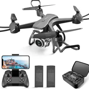 4DRC V14 Drone with 1080P HD Camera Live Video 120°Wide-Angle Wifi Altitude Hold, 3D Flip 2 Batteries Black