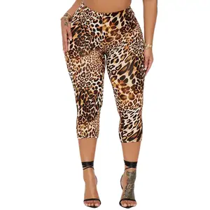Wild Leopard Print High Waist Capri Leggings for Women's 2026 Summer New Arrival Animal Print Bodycon Casual Streetwear Sexy Slim Fit Outfit Leggings summerwins