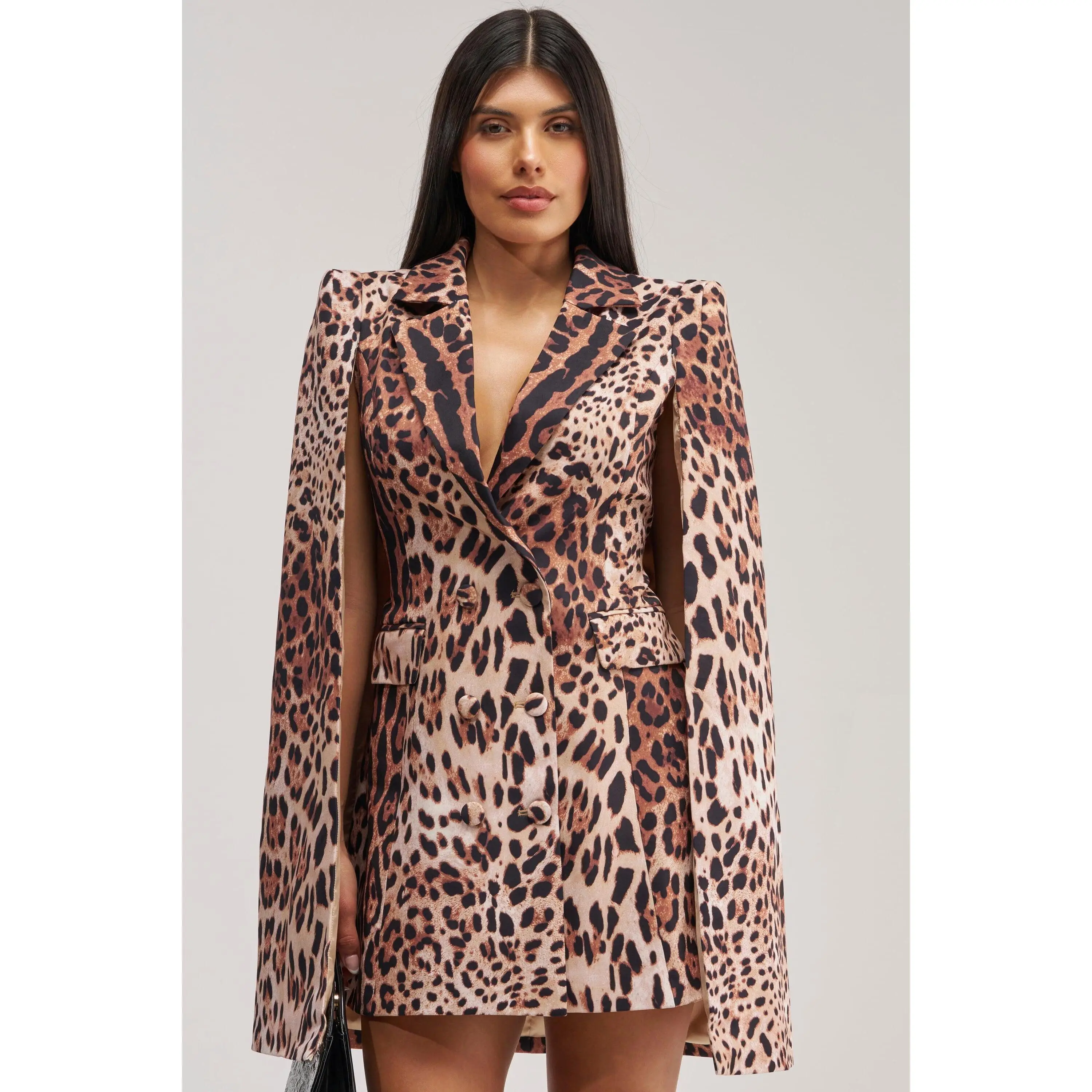 AMINAH LEOPARD PRINT BLAZER DRESS