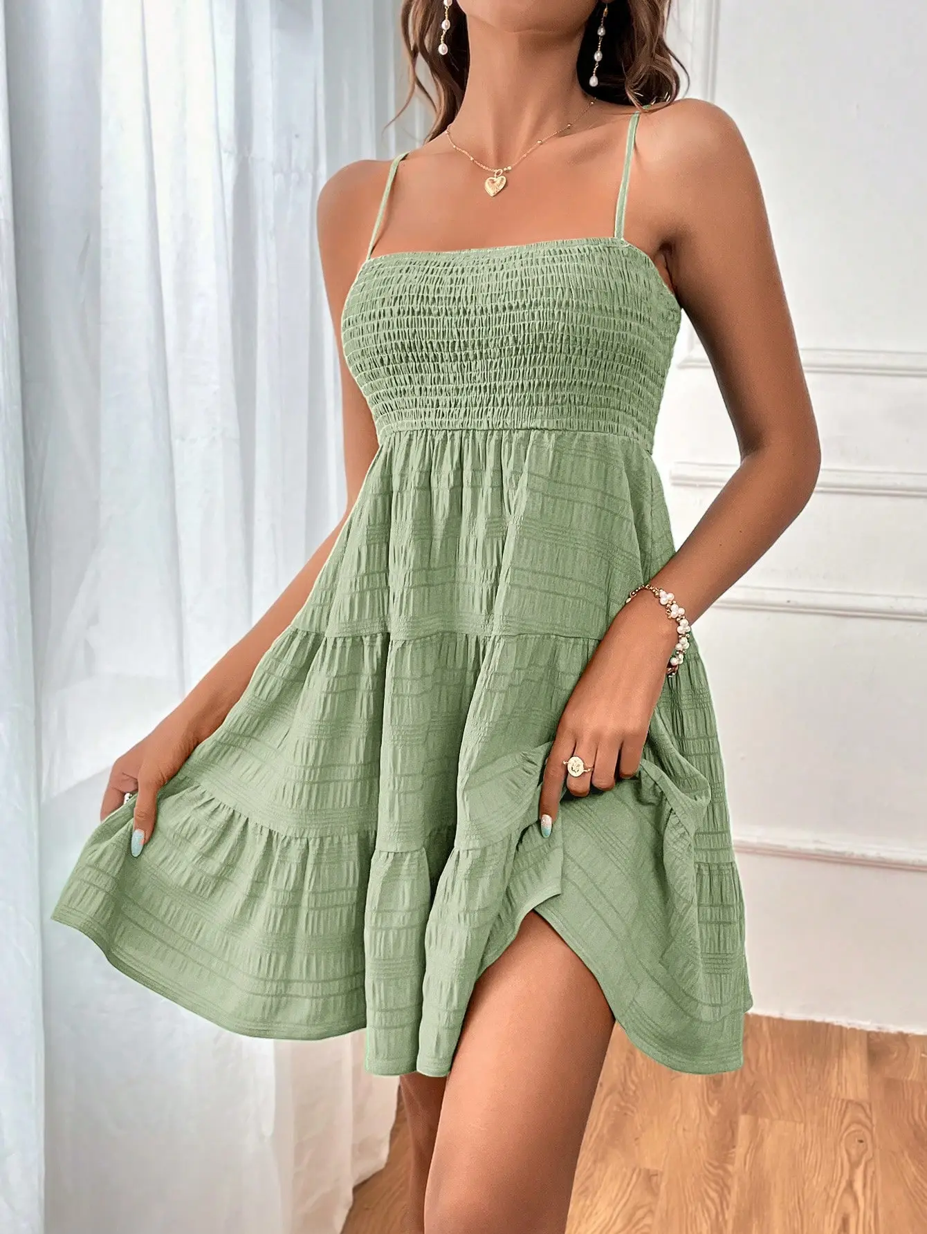 Solid Ruffle Hem Cami Dress,Sage Green Dress,Pastel Dresses For Women - TikTok Shop Solid Ruffle Hem Cami Dress,Sage Green Dress,Pastel Dresses For Women - TikTok Shop