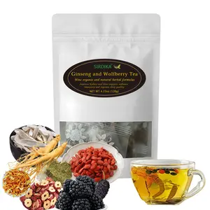 Ginseng and Wolfberry Tea - Organic Tea for Men & Women - Red Date, Mulberry, and Ginseng Ingredients - Herbal Tea for Kidney Cleanse Natural Beverage