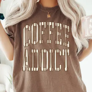 Coffee Addict Shirt, Funny Coffee Lover Tee, Comfort Colors Graphic Shirt, Espresso Lover Tee, Oversized Trendy shirt, Stripe Coquette Tee