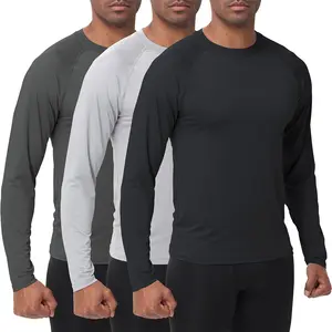 Men's 3 Pack Dry Fit Long Sleeve Athletic Shirts Workout Running Shirts Mixed Colors