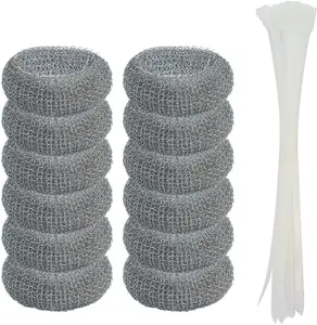12Pieces Lint Traps Washing Machine Stainless Steel Lint Snare Traps Laundry Mesh Washer Hose Filter with 12Pcs Cable Ties
