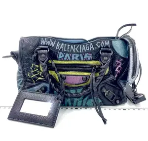 Pre-owned Balenciaga lambskin Crossbody Bags City Classic Graffiti Mini Bag