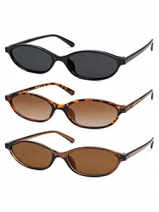 Women's Retro Oval Sunglasses, Fashion Cat Eye Style, Lightweight Narrow Frame, Trendy UV Protection, Vintage Rich Girl Sun Glasses