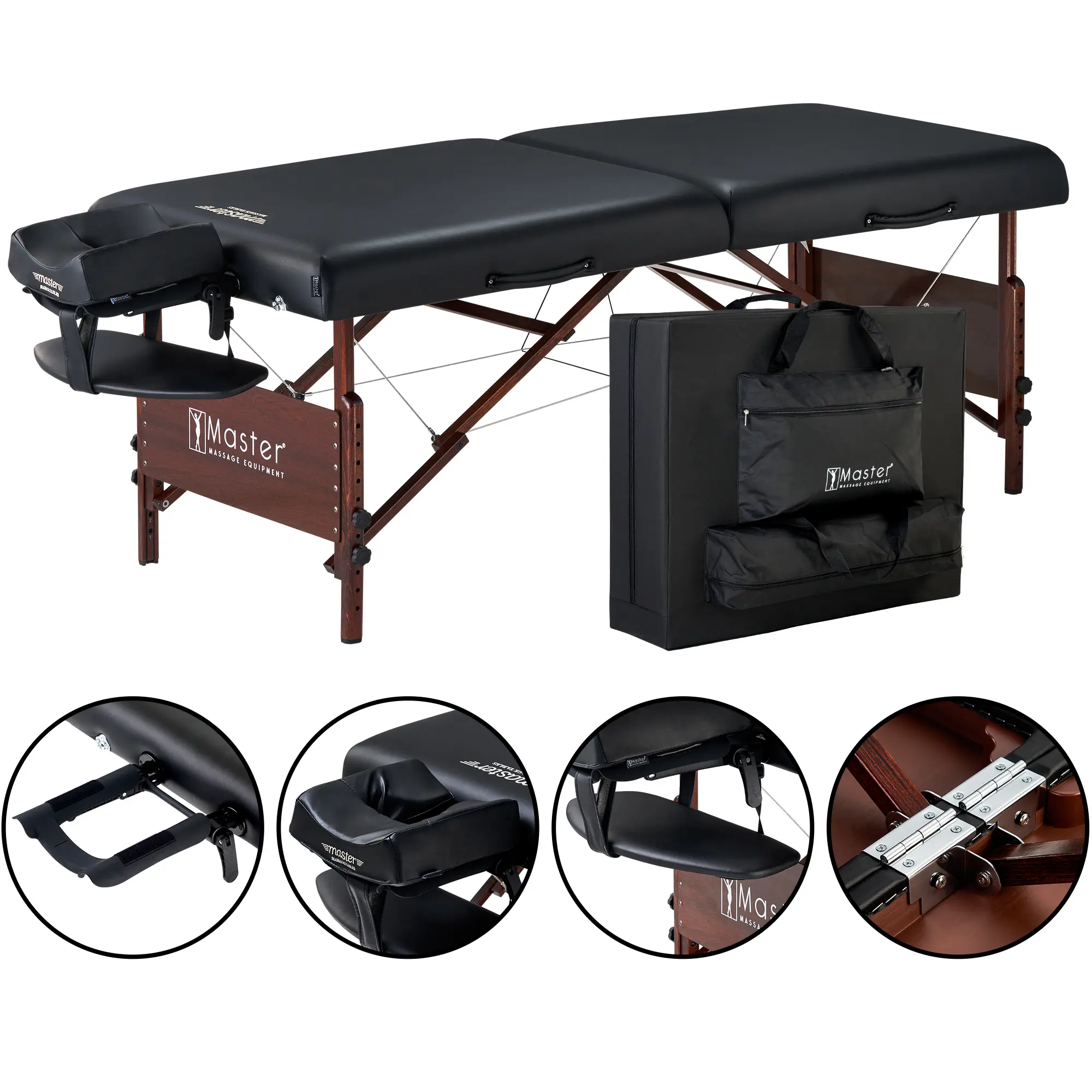Master Massage 30" Del Ray Pro Portable Massage Table (30" width x 84" length) with Adjustable Table Height, 750lbs. Working Capacity- Massage Bed, Tattoo Table, Lash Table