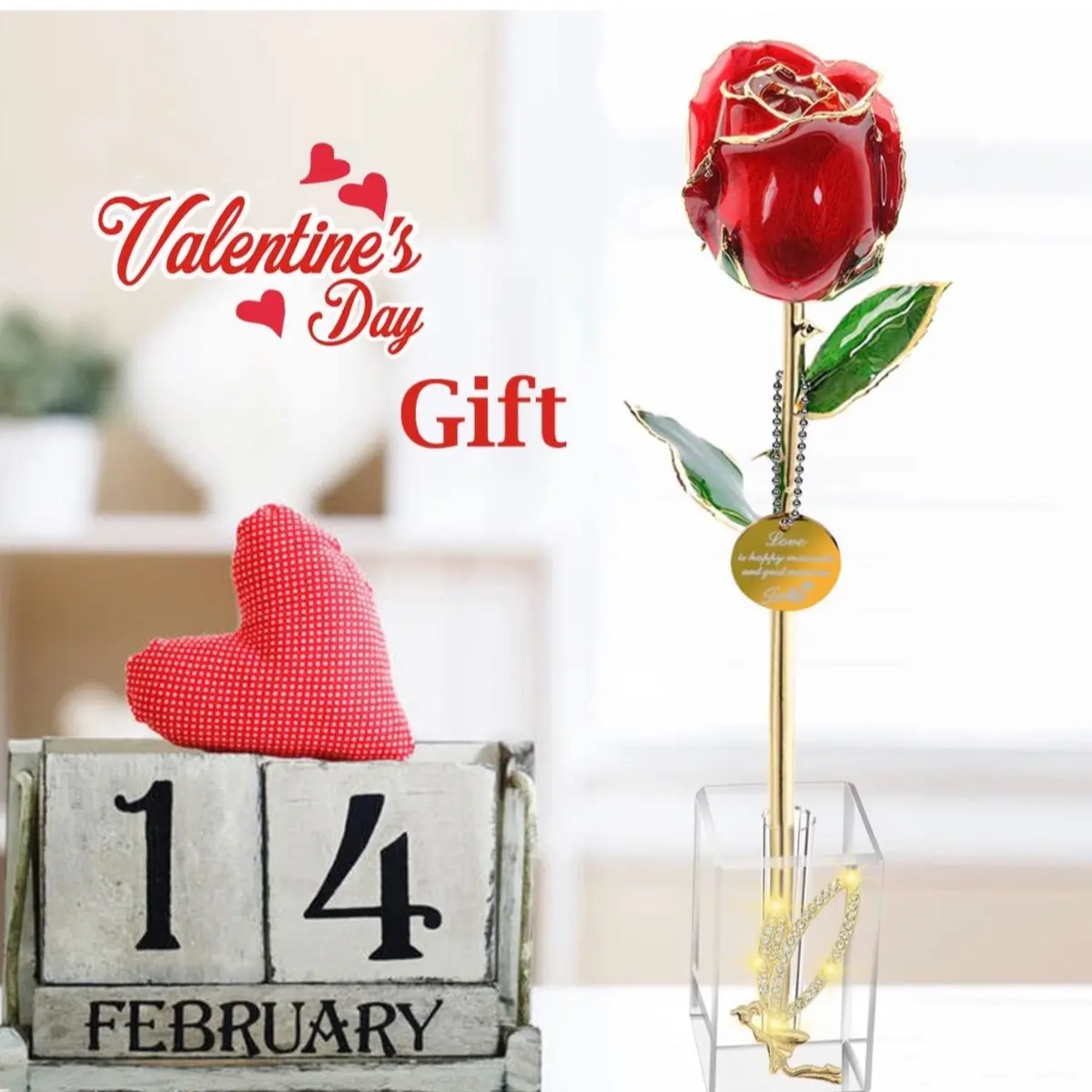 Valentines Day Gifts Gold Rose Gifts for Her,Wife,Mothers Day for Mom,Gift for Women,Real Roses Dipped 24K Gold (Red,Crystal Angel Stand)