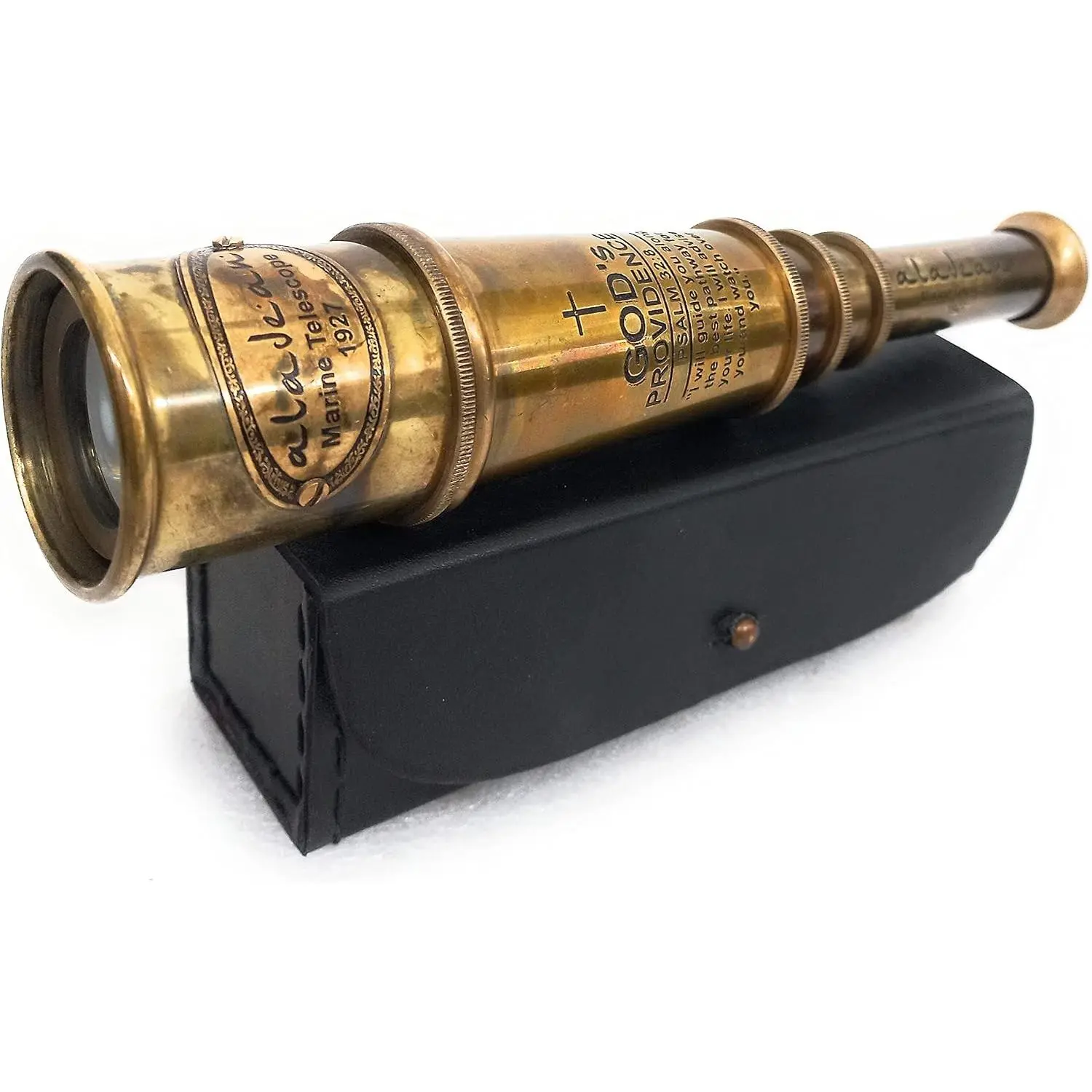 Vintage Spyglass Telescope Engraved Psalm 32:8 - Find Best Pathway - Inspirational Gifts Meaningful Gift Gadget Functional 16" Brass Spyglass with Brilliant Magnification in Gift Box